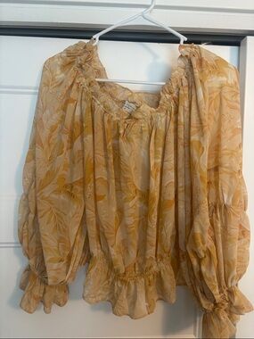 Joie Yellow Floral Ruffled Peasant Blouse